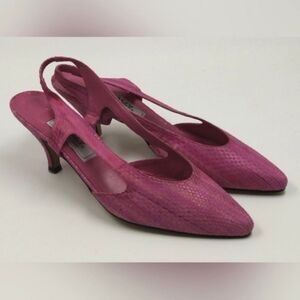 Bally of Switzerland Vintage Pink Leather Slingback Shoe's Kitten Heels  11AA